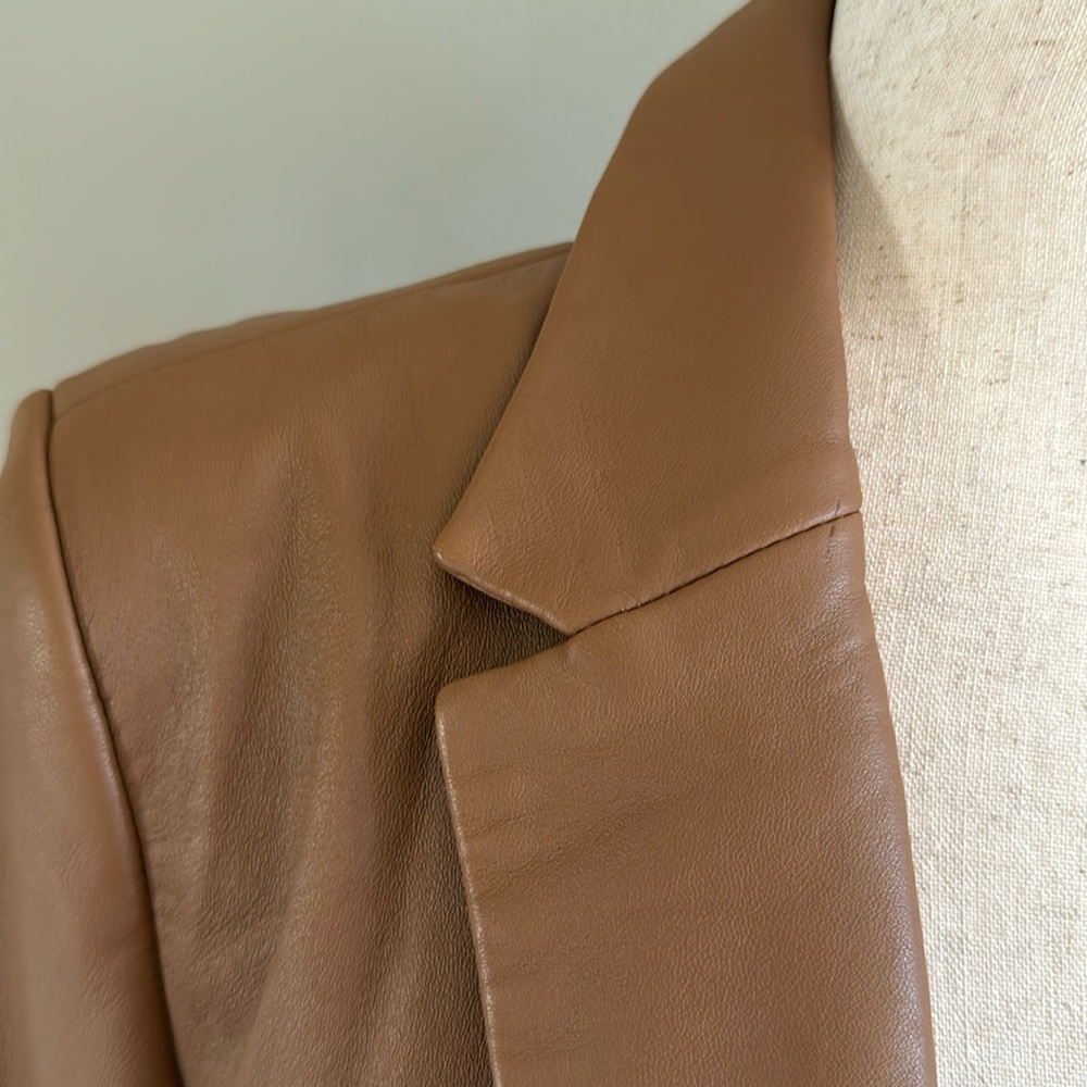 FRAME 70s Blazer - Leather Jacket size 6 Latte - Picture 2 of 16